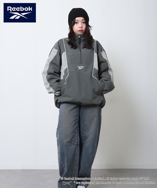 セール】【REEBOK】 パイピング ライン入り ナイロン フード