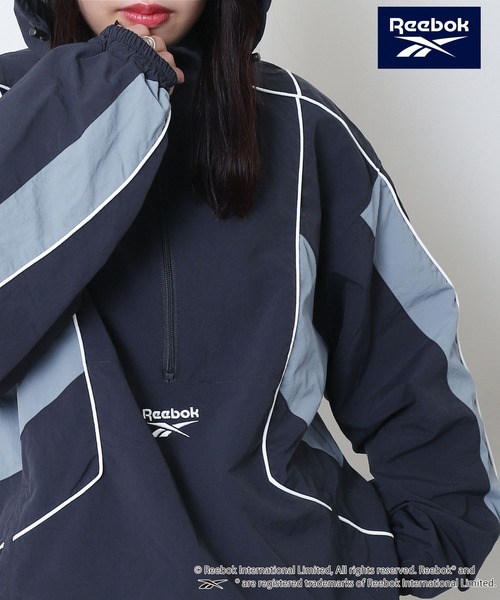 セール】【REEBOK】 パイピング ライン入り ナイロン フード
