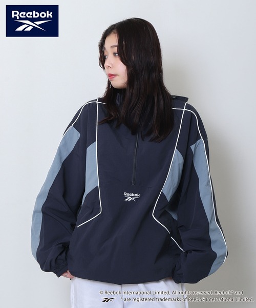 REEBOK】 パイピング ライン入り ナイロン フード アノラック