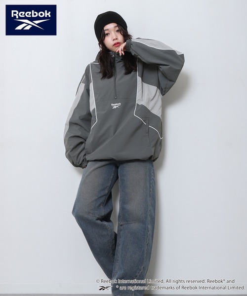 REEBOK】 パイピング ライン入り ナイロン フード アノラック