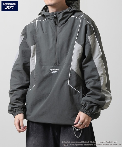 REEBOK】 パイピング ライン入り ナイロン フード アノラック
