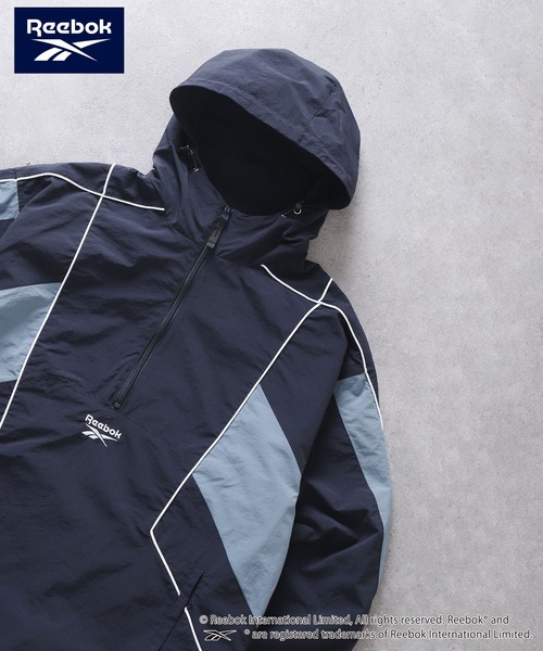 セール】【REEBOK】 パイピング ライン入り ナイロン フード