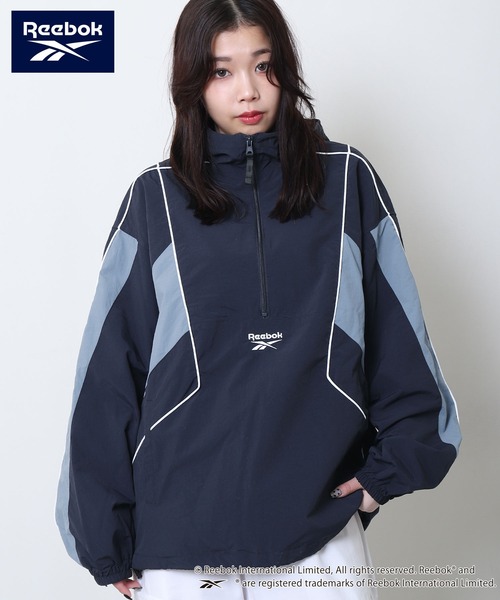 REEBOK】 パイピング ライン入り ナイロン フード アノラック
