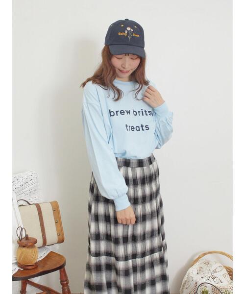 Samansa Mos2（サマンサ モスモス）の「◎柄アソートロゴロンT（Tシャツ/カットソー・レディース・イエロー/ブラウン/オフホワイト/ブルー/チャコールグレー/サックスブルー・F）」の18枚目の写真