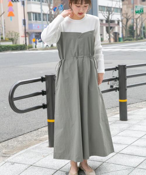 ITEMS URBANRESEARCH(アイテムズ アーバンリサーチ)の「ドッキングナイロンワンピース(ワンピース・レディース・カーキ/チャコールグレー・FREE)」の3枚目の写真