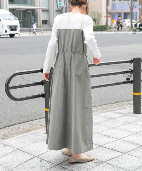 ITEMS URBANRESEARCH(アイテムズ アーバンリサーチ)の「ドッキングナイロンワンピース(ワンピース・レディース・カーキ/チャコールグレー・FREE)」の5枚目の写真