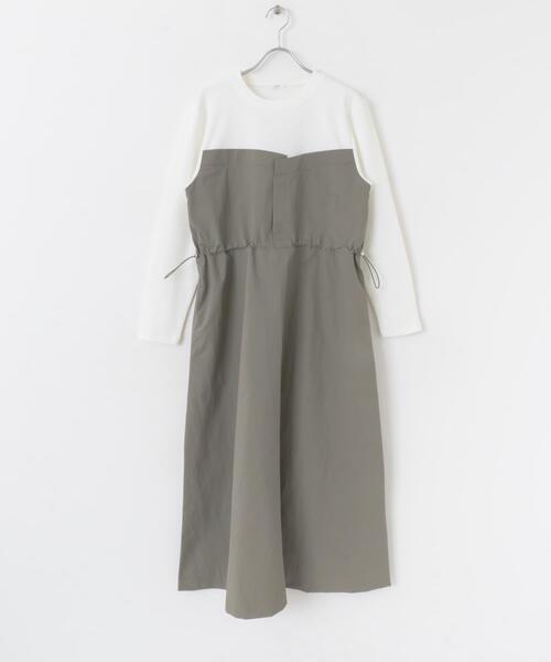 ITEMS URBANRESEARCH(アイテムズ アーバンリサーチ)の「ドッキングナイロンワンピース(ワンピース・レディース・カーキ/チャコールグレー・FREE)」の6枚目の写真