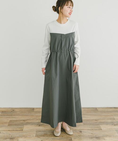 ITEMS URBANRESEARCH(アイテムズ アーバンリサーチ)の「ドッキングナイロンワンピース(ワンピース・レディース・カーキ/チャコールグレー・FREE)」の8枚目の写真