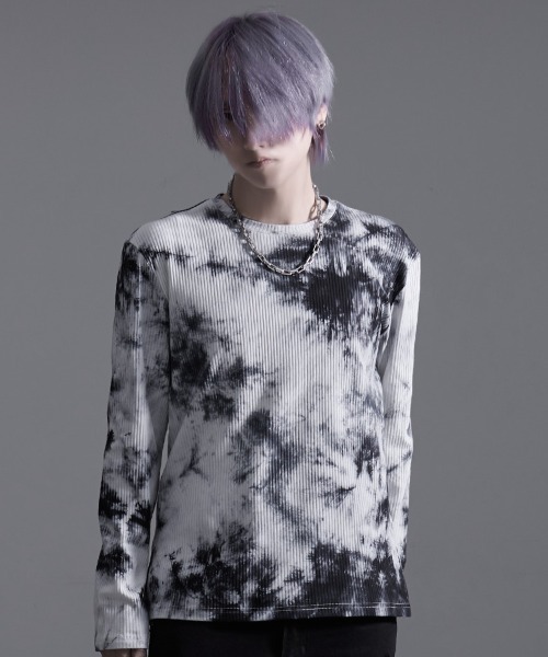 SILVER BULLET(シルバーバレット)の「『Bernings Sho/バーニングショー』ムラ染めテレコ長袖クルーTEE(Tシャツ/カットソー・メンズ・ブラック/ホワイト・XL/L/M)」の2枚目の写真