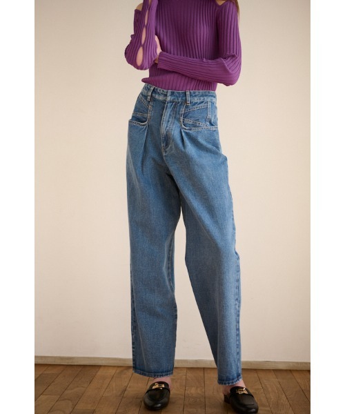 Estella.K(エステラケー)の「Elsa Mid Rise Loose Jean タックデニムパンツ(デニムパンツ・レディース・ネイビー/ブルー・SMALL/MEDIUM)」の9枚目の写真