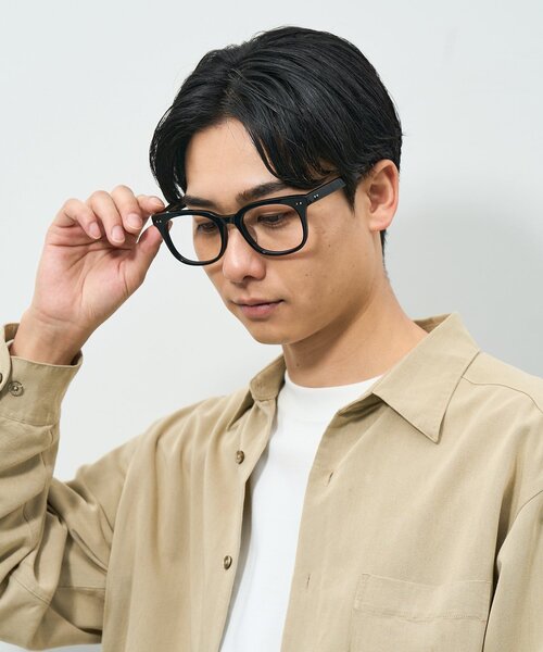 セール】ウェリントン型 メガネ｜横長｜黒縁フレーム｜伊達メガネ