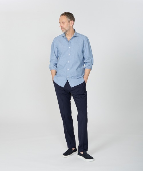 BARTEX メンズ スウェード スリッポン 2.5cm NAVY（スリッポン