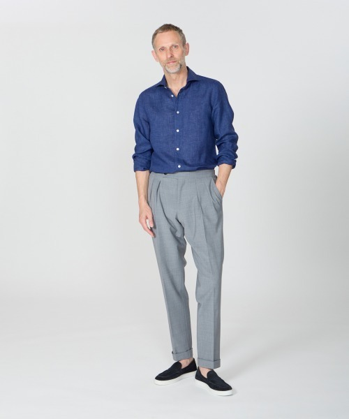 【最終値下】PELLICO フラット　スウェード　38.5 ネイビー BARTEX メンズ スウェード スリッポン 2.5cm NAVY（スリッポン