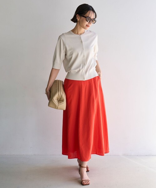 洗える】リネンレーヨン セミフレアスカート（スカート）｜UNFILO  