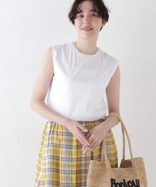 human woman(ヒューマンウーマン)の「◆ゼロロックタンクトップ(Tシャツ/カットソー・レディース・ホワイト/ベージュ・MEDIUM)」の2枚目の写真