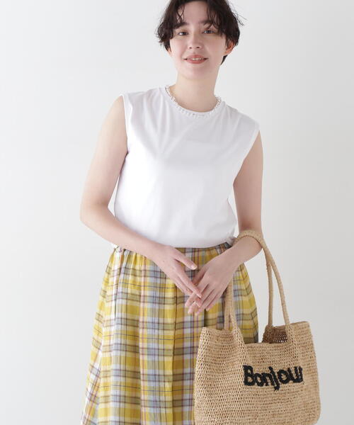 human woman(ヒューマンウーマン)の「◆ゼロロックタンクトップ(Tシャツ/カットソー・レディース・ホワイト/ベージュ・MEDIUM)」の4枚目の写真