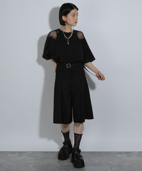 HARE(ハレ)の「レースキリカエTシャツ(HARE)(Tシャツ/カットソー・レディース・ホワイト/ブラック/ブルー/ブラック系その他/ブラック系その他2/ボルドー/オフホワイト/グレー・FREE)」の12枚目の写真