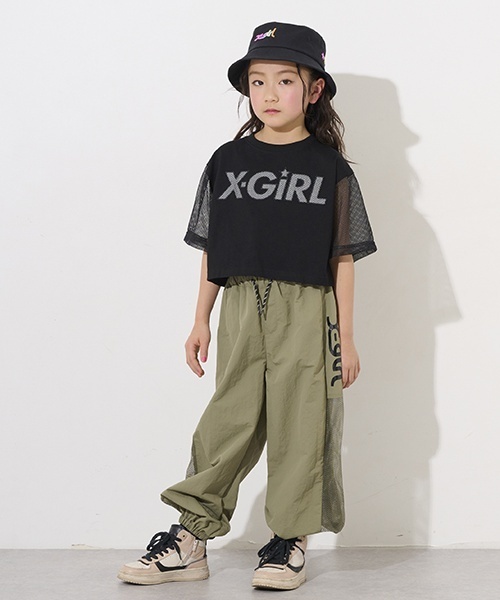 X-girl Stages（エックスガールステージス）の「メッシュロゴショート丈半袖Tシャツ（Tシャツ/カットソー・キッズ・ライトブルー/ブラック/ピンク・110cm/130cm/120cm/140cm/90cm/100cm）」の5枚目の写真