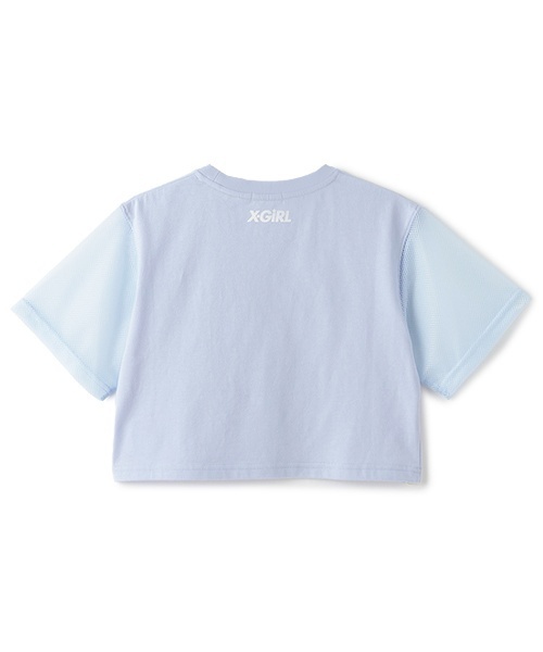 X-girl Stages（エックスガールステージス）の「メッシュロゴショート丈半袖Tシャツ（Tシャツ/カットソー・キッズ・ライトブルー/ブラック/ピンク・110cm/130cm/120cm/140cm/90cm/100cm）」の7枚目の写真