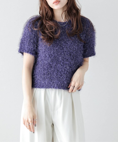 AMELY(エミリー)の「シャギーニットトップス(Tシャツ/カットソー・レディース・ブラック/グレー/ベージュ/ブラウン/テラコッタ/ダークブラウン/パープル・フリー)」の7枚目の写真