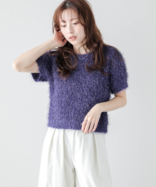AMELY(エミリー)の「シャギーニットトップス(Tシャツ/カットソー・レディース・ブラック/グレー/ベージュ/ブラウン/テラコッタ/ダークブラウン/パープル・フリー)」の13枚目の写真