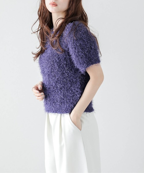 AMELY(エミリー)の「シャギーニットトップス(Tシャツ/カットソー・レディース・ブラック/グレー/ベージュ/ブラウン/テラコッタ/ダークブラウン/パープル・フリー)」の14枚目の写真