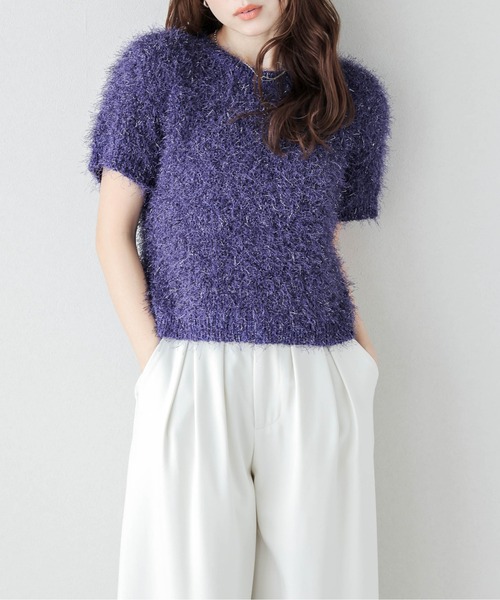 AMELY(エミリー)の「シャギーニットトップス(Tシャツ/カットソー・レディース・ブラック/グレー/ベージュ/ブラウン/テラコッタ/ダークブラウン/パープル・フリー)」の15枚目の写真
