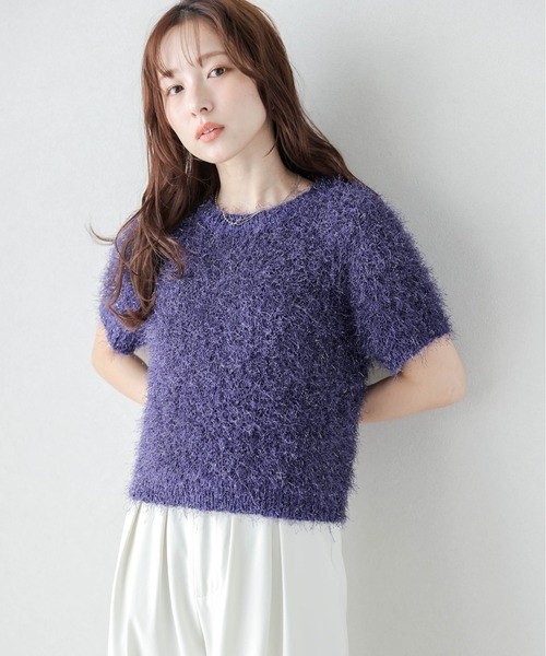AMELY(エミリー)の「シャギーニットトップス(Tシャツ/カットソー・レディース・ブラック/グレー/ベージュ/ブラウン/テラコッタ/ダークブラウン/パープル・フリー)」の16枚目の写真