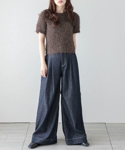 AMELY(エミリー)の「シャギーニットトップス(Tシャツ/カットソー・レディース・ブラック/グレー/ベージュ/ブラウン/テラコッタ/ダークブラウン/パープル・フリー)」の18枚目の写真