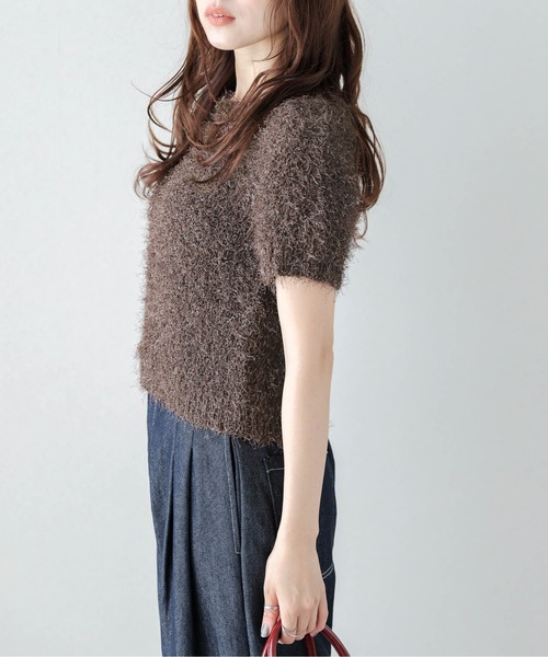 AMELY(エミリー)の「シャギーニットトップス(Tシャツ/カットソー・レディース・ブラック/グレー/ベージュ/ブラウン/テラコッタ/ダークブラウン/パープル・フリー)」の19枚目の写真