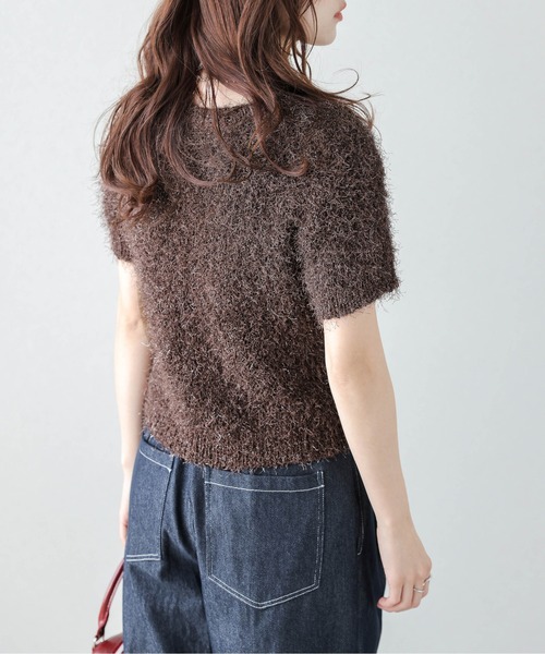 AMELY(エミリー)の「シャギーニットトップス(Tシャツ/カットソー・レディース・ブラック/グレー/ベージュ/ブラウン/テラコッタ/ダークブラウン/パープル・フリー)」の22枚目の写真