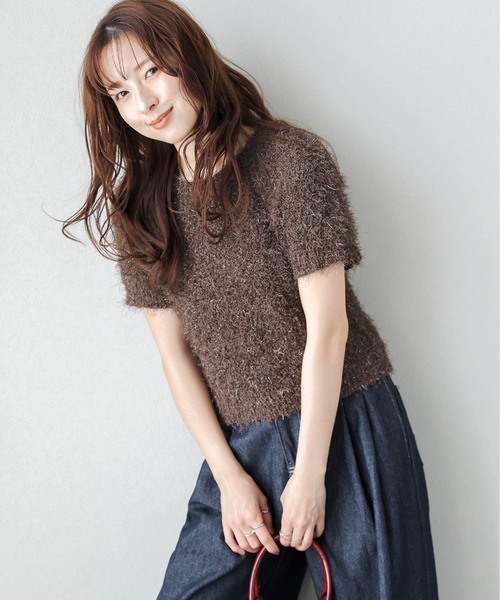 AMELY(エミリー)の「シャギーニットトップス(Tシャツ/カットソー・レディース・ブラック/グレー/ベージュ/ブラウン/テラコッタ/ダークブラウン/パープル・フリー)」の20枚目の写真