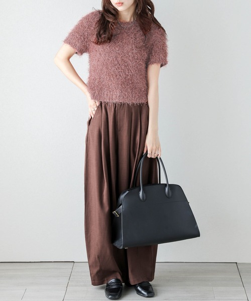 AMELY(エミリー)の「シャギーニットトップス(Tシャツ/カットソー・レディース・ブラック/グレー/ベージュ/ブラウン/テラコッタ/ダークブラウン/パープル・フリー)」の10枚目の写真