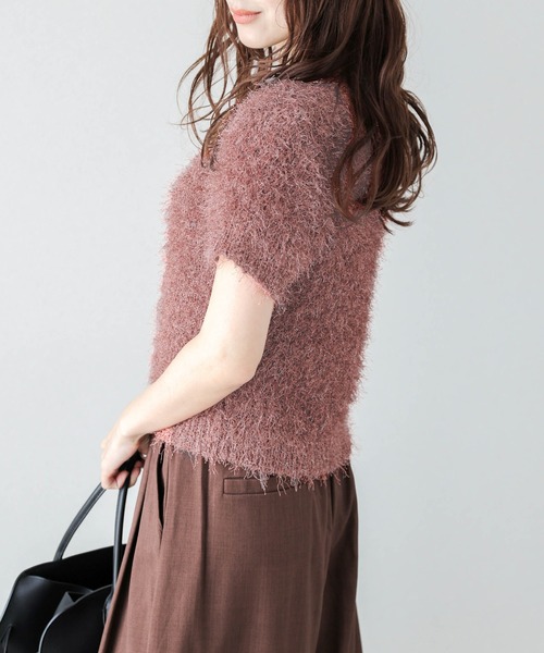 AMELY(エミリー)の「シャギーニットトップス(Tシャツ/カットソー・レディース・ブラック/グレー/ベージュ/ブラウン/テラコッタ/ダークブラウン/パープル・フリー)」の11枚目の写真