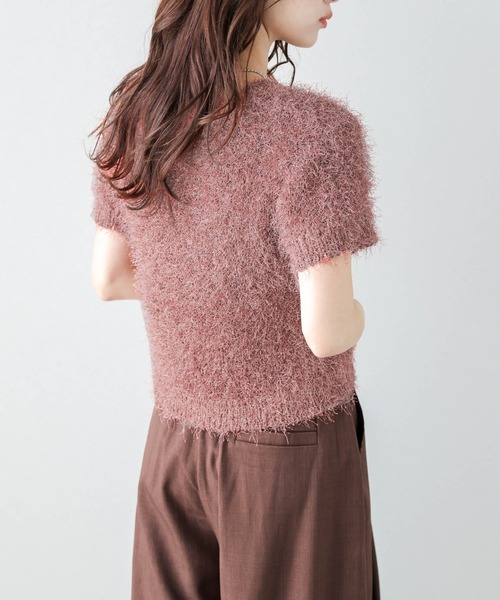 AMELY(エミリー)の「シャギーニットトップス(Tシャツ/カットソー・レディース・ブラック/グレー/ベージュ/ブラウン/テラコッタ/ダークブラウン/パープル・フリー)」の12枚目の写真