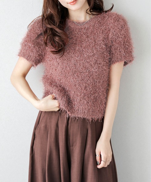 AMELY(エミリー)の「シャギーニットトップス(Tシャツ/カットソー・レディース・ブラック/グレー/ベージュ/ブラウン/テラコッタ/ダークブラウン/パープル・フリー)」の9枚目の写真
