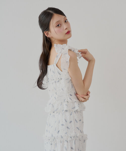 chico シャーリングタンクフレアスカート　ワンピース 6色展開/セットアイテム】シャーリングタンク+シャーリング