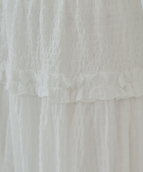 Chico(チコ)の「【6色展開/セットアイテム】シャーリングタンク+シャーリングフレアスカート(ワンピース・レディース・ホワイト系その他2/ピンク/ホワイト/ネイビー/ブルー系その他2/ブルー系その他5・FREE)」の10枚目の写真