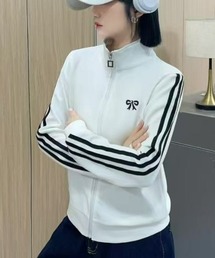 ampm（エーエムピーエム）の「リボンワンポイントライントラックジャケット（ナイロンジャケット）」