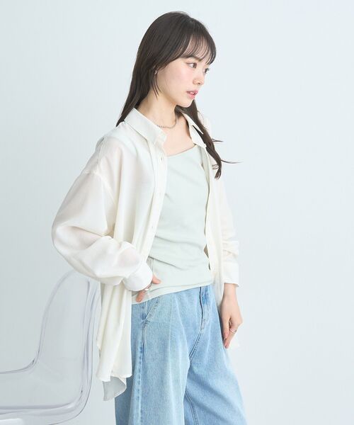 earth music&ecology(アースミュージックアンドエコロジー)の「シアーシャツ(シャツ/ブラウス・レディース・ブルー/オフホワイト/グレイッシュベージュ/ピンク・FREE)」の20枚目の写真