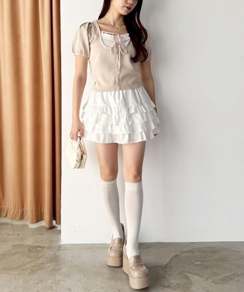 one after another NICE CLAUP(ワンアフターアナザーナイスクラップ)の「レイヤードニットセットアップ(ワンピース・レディース・ブラック/ベージュ/ネイビー・FREE)」の18枚目の写真