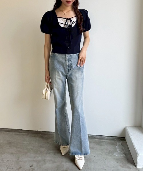 one after another NICE CLAUP(ワンアフターアナザーナイスクラップ)の「レイヤードニットセットアップ(ワンピース・レディース・ブラック/ベージュ/ネイビー・FREE)」の13枚目の写真