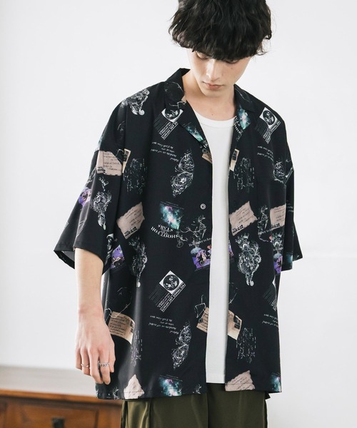 Rocky Monroe(ロッキーモンロー)の「接触冷感 オーバーサイズ 花柄 ペイズリー柄 グラフィック柄 総柄開襟アロハシャツ(シャツ/ブラウス・メンズ・ブラック/ホワイト系/ホワイト系1/ホワイト系2/ダークグリーン/ホワイト系3/ネイビー/ブラック系/ホワイト/ホワイト系4/ブラック系1・M/L/XL)」の8枚目の写真
