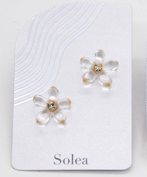 Zoule ゾーラ：Soleaシリーズ glassy flower ピアス（ピアス（両