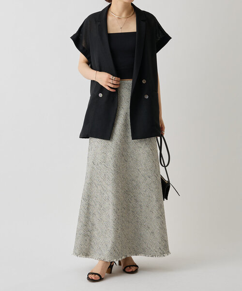 LIVETART（リヴェタート）の「ミックスツイードバイアススカート（スカート・レディース・ホワイト/ブラック・FREE）」の20枚目の写真