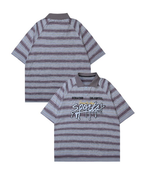Stripe logo polo shirt (SS) — полосатое поло с логотипом, короткий рукав