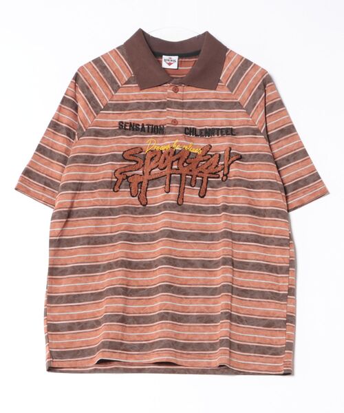 HOOK(フック)の「ストライプロゴポロシャツ (SS)(ポロシャツ・メンズ・ブラウン/ブルー・LARGE/MEDIUM)」の11枚目の写真