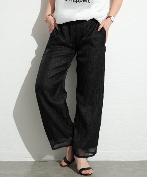 Sawa a la mode(サワアラモード)の「接触冷感シフォンレイヤードパンツ(その他パンツ・レディース・グリーン/ブラック・FREE)」の2枚目の写真