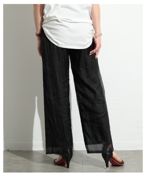 Sawa a la mode(サワアラモード)の「接触冷感シフォンレイヤードパンツ(その他パンツ・レディース・グリーン/ブラック・FREE)」の7枚目の写真
