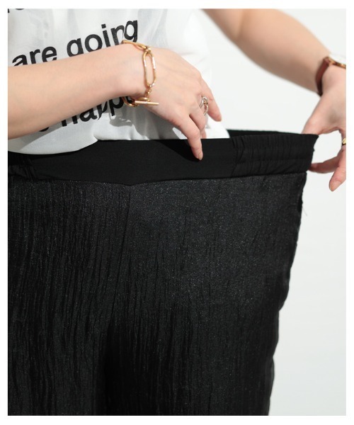 Sawa a la mode(サワアラモード)の「接触冷感シフォンレイヤードパンツ(その他パンツ・レディース・グリーン/ブラック・FREE)」の8枚目の写真